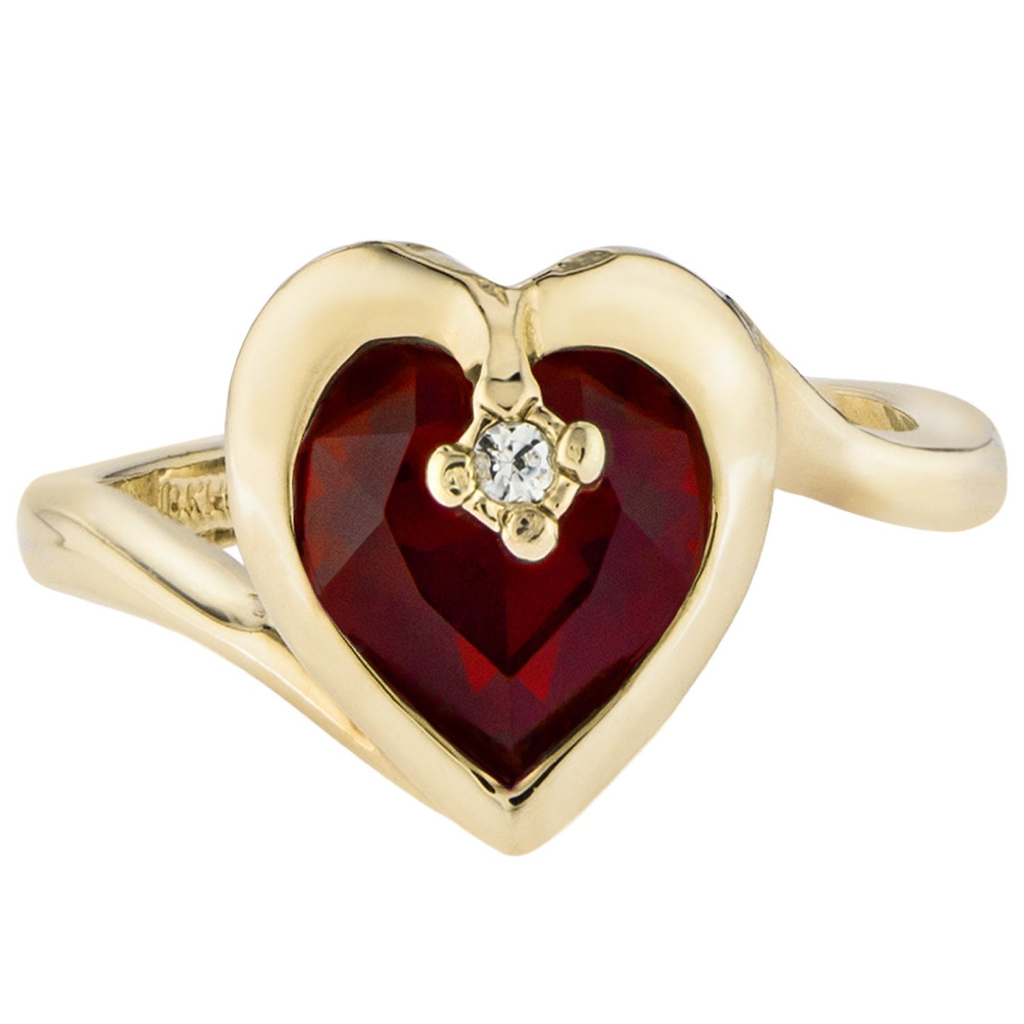 Vintage 1970s Heart Shape Ring with Ruby Austrian Crystal 18k Gold Electroplated Made in USA jewelry image 1