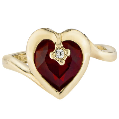 Vintage 1970s Heart Shape Ring with Ruby Austrian Crystal 18k Gold Electroplated Made in USA jewelry image 1