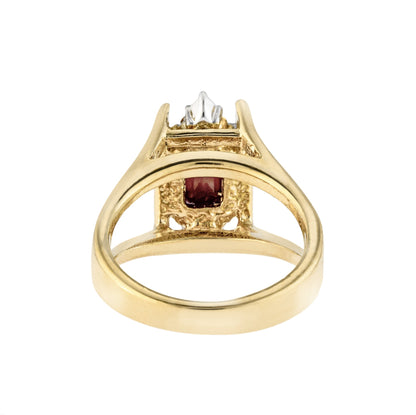 Vintage 1980s Garnet and Clear Austrian Crystal Ring - 18k Gold Electroplated - January Birthstone jewelry image 1