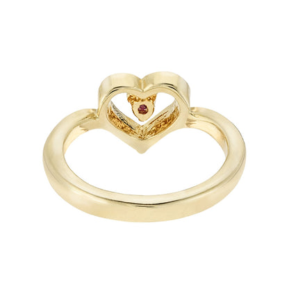 Vintage 1970s Amethyst Austrian Crystal Heart Ring - 18k Yellow Gold Electroplated - Made in USA jewelry image 1