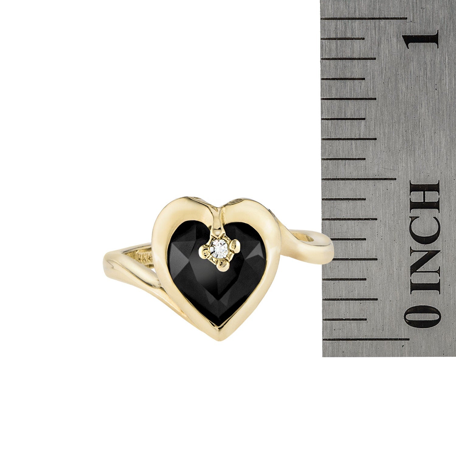 Vintage 1970s Heart Shape Ring with Jet Black Austrian Crystal 18k Gold Electroplated jewelry image 1