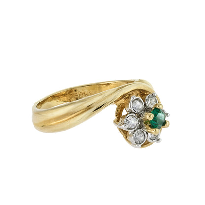 Vintage 1980s Emerald and Clear Austrian Crystal Cluster Ring - 18k Gold Electroplated jewelry image 1
