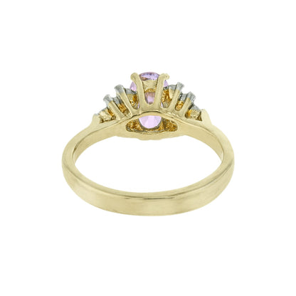Vintage 1980s Lavender Cubic Zirconia Ring with Clear Austrian Crystals – 18kt Yellow Gold Electroplated jewelry image 1