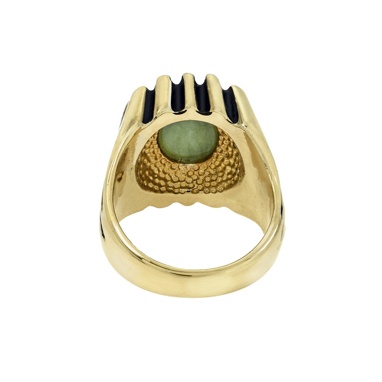 Grayson Ring - Vintage 1980s 18kt Gold Plated Genuine Jade Onyx Ring jewelry image 1