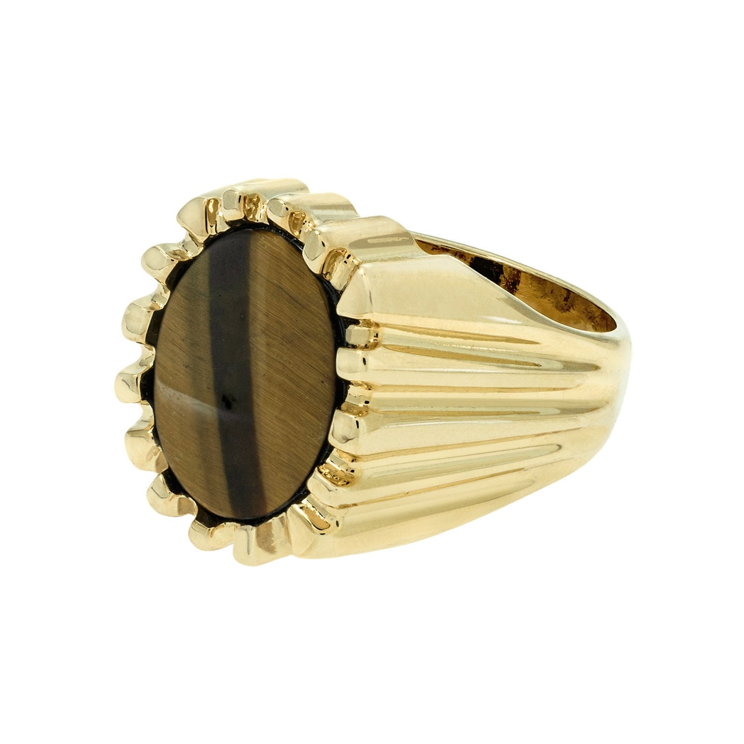 Diego Gold Ring - Genuine Tiger Eye 18kt Gold Plated Vintage 1980s jewelry image 1