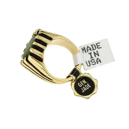 Grayson Ring - Vintage 1980s 18kt Gold Plated Genuine Jade Onyx Ring jewelry image 1