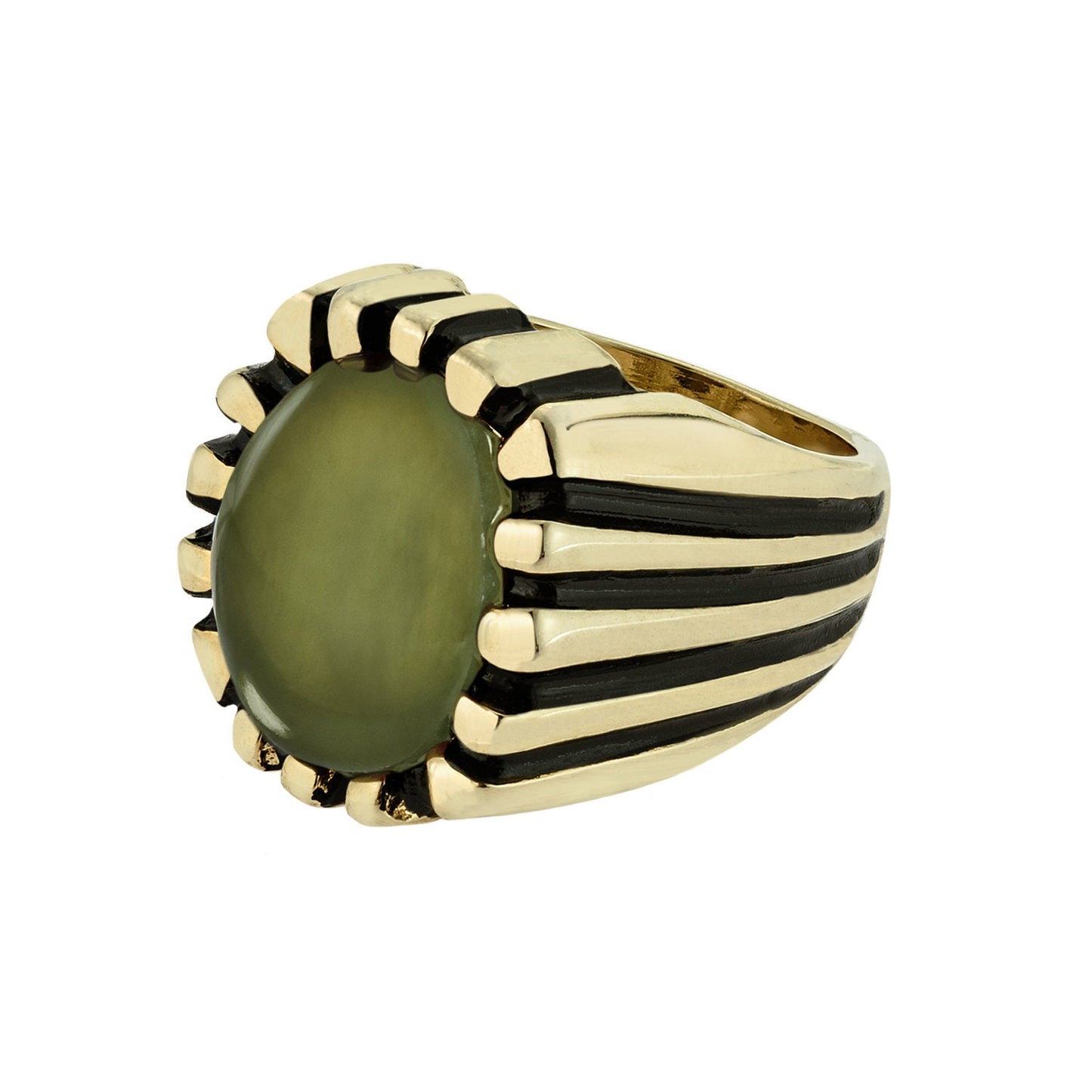 Grayson Ring - Vintage 1980s 18kt Gold Plated Genuine Jade Onyx Ring jewelry image 1