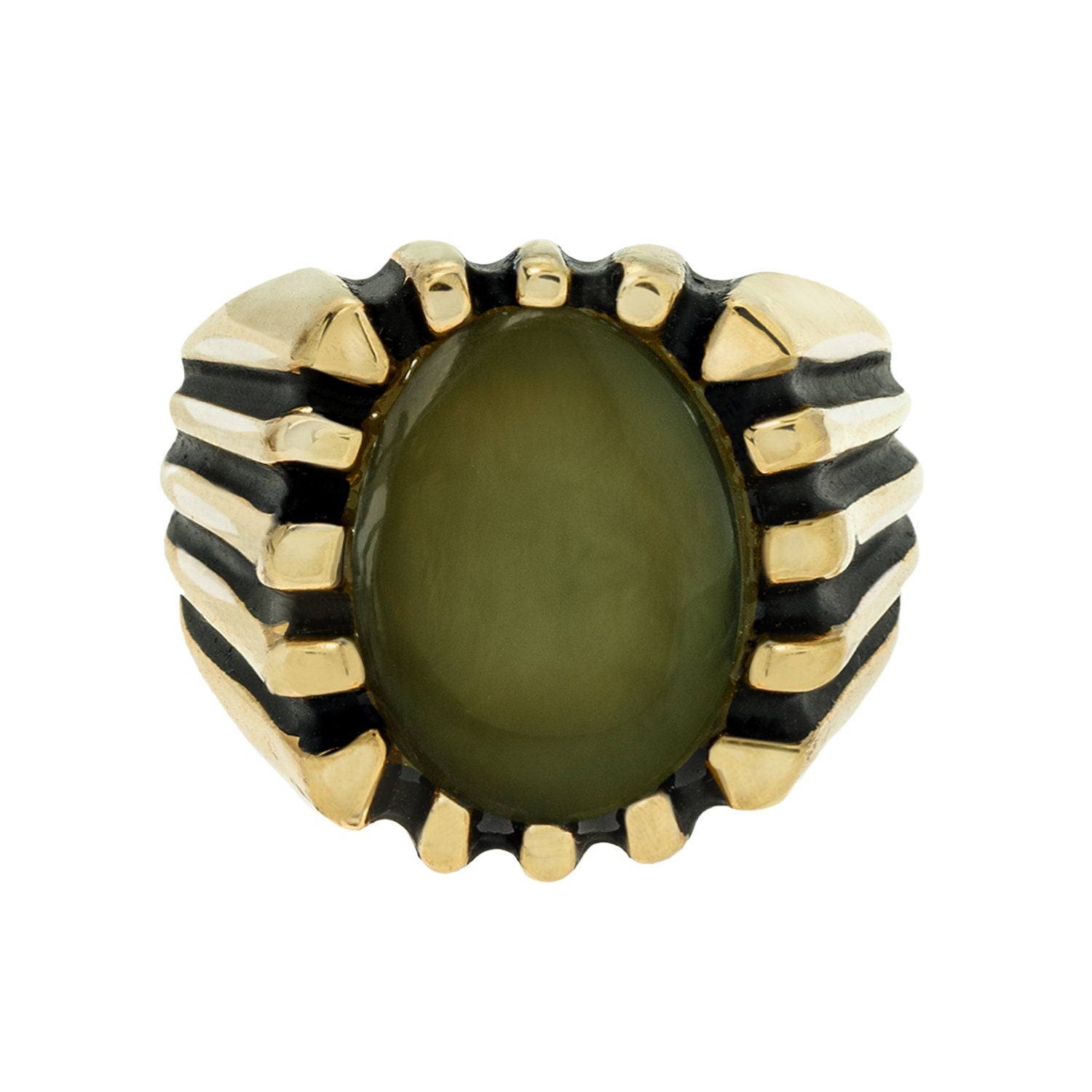Grayson Ring - Vintage 1980s 18kt Gold Plated Genuine Jade Onyx Ring jewelry image 1
