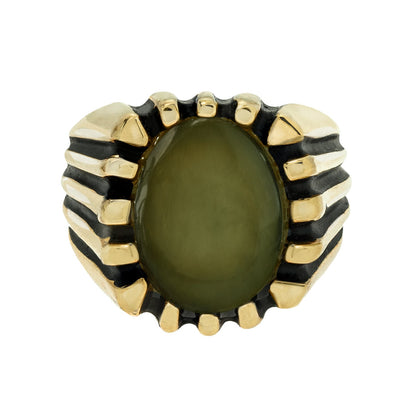 Grayson Ring - Vintage 1980s 18kt Gold Plated Genuine Jade Onyx Ring jewelry image 1