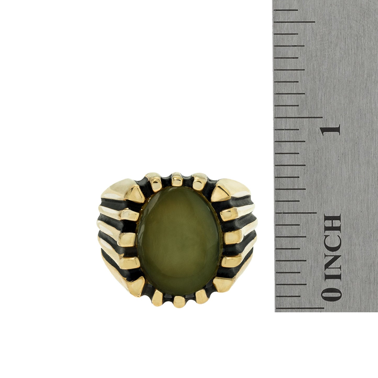 Grayson Ring - Vintage 1980s 18kt Gold Plated Genuine Jade Onyx Ring jewelry image 1