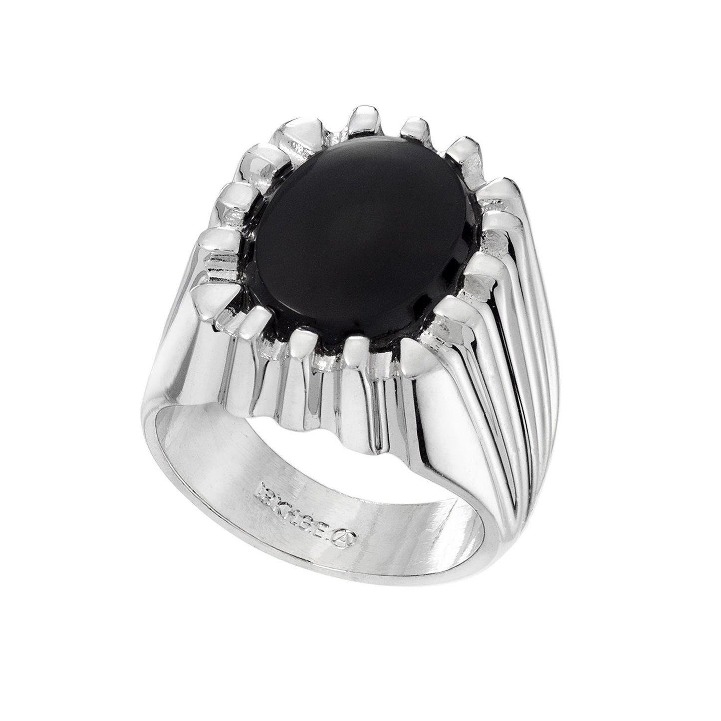 Colton Vintage 1980s 18kt White Gold Plated Genuine Onyx Ring - Size 10 jewelry image 1