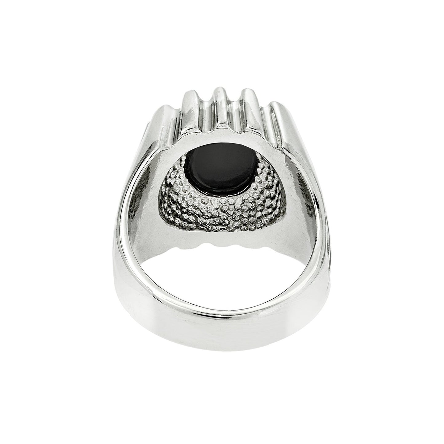 Colton Vintage 1980s 18kt White Gold Plated Genuine Onyx Ring - Size 10 jewelry image 1