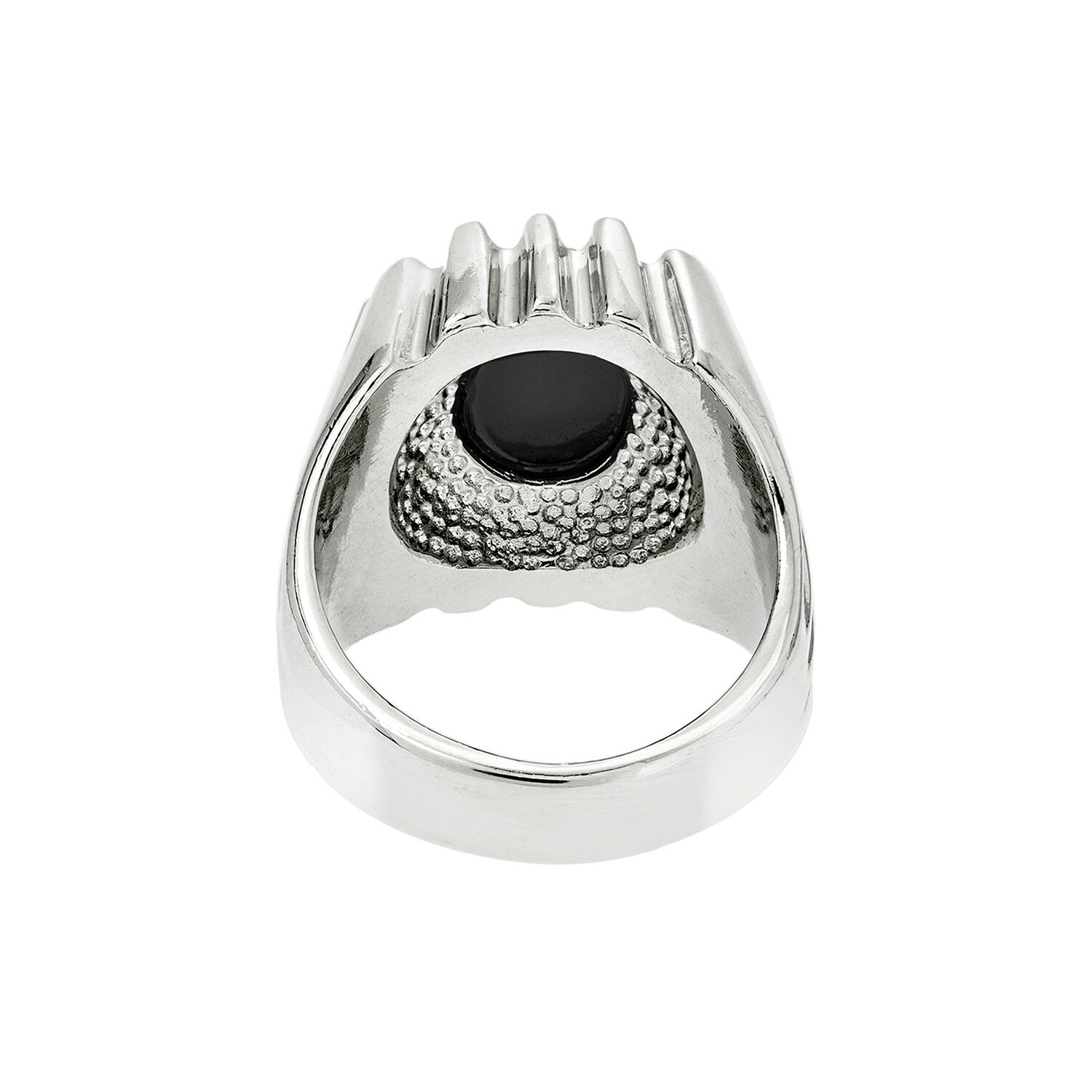 Colton Vintage 1980s 18kt White Gold Plated Genuine Onyx Ring - Size 10 jewelry image 1