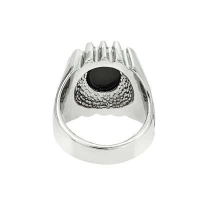 Colton Vintage 1980s 18kt White Gold Plated Genuine Onyx Ring - Size 10 jewelry image 1