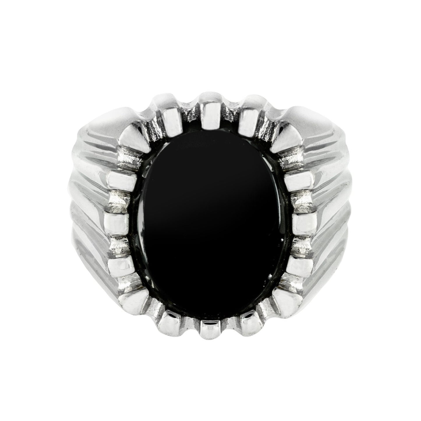 Colton Vintage 1980s 18kt White Gold Plated Genuine Onyx Ring - Size 10 jewelry image 1