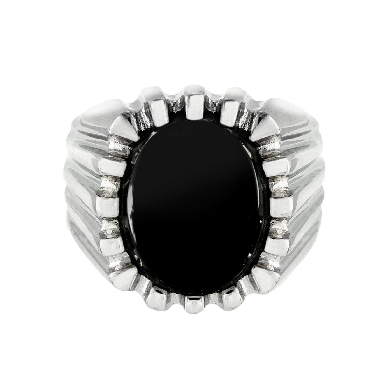 Colton Vintage 1980s 18kt White Gold Plated Genuine Onyx Ring - Size 10 jewelry image 1