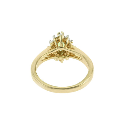 Vintage 1980s Austrian Crystal Peridot & Clear Crystal Halo Ring – 18kt HGE Yellow Gold Electroplated jewelry image 1