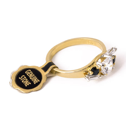 Vintage Cubic Zirconia & Genuine Sapphire 18k Yellow Gold Electroplated Ring – Made in USA jewelry image 1