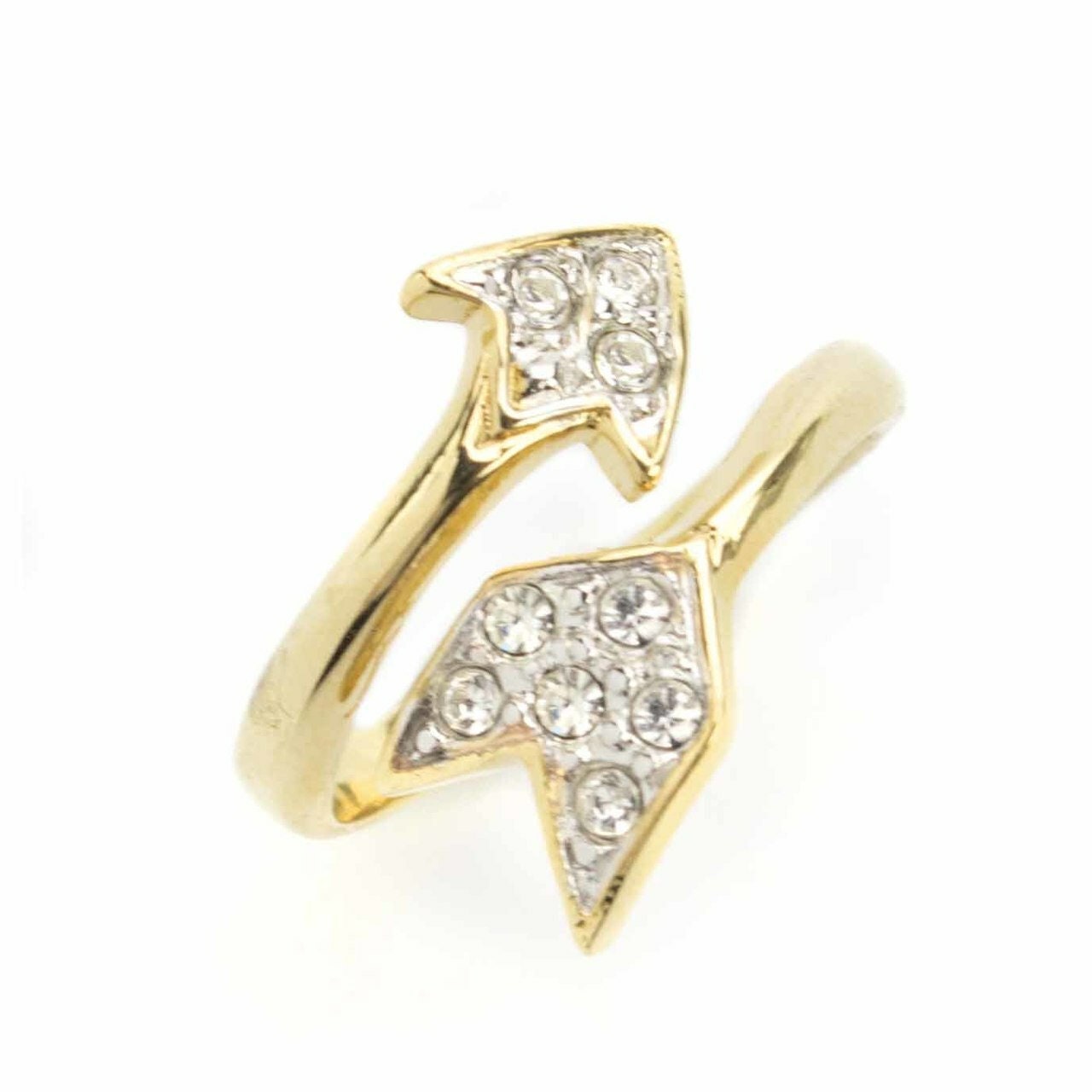 Vintage 1980s Gold Electroplated Wrap Arrow Ring with Austrian Crystals – Made in USA jewelry image 1