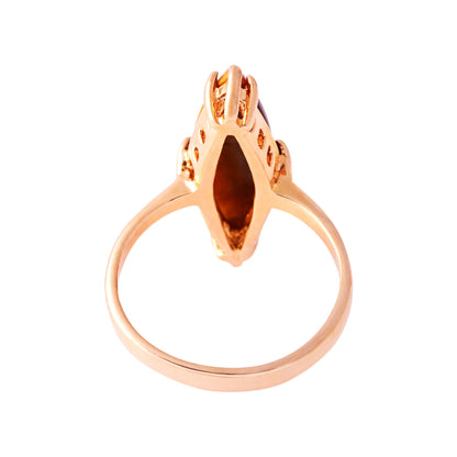 Vintage Genuine Tiger's Eye Marquise Ring – 18k Yellow Gold Electroplated, Made in USA jewelry image 1