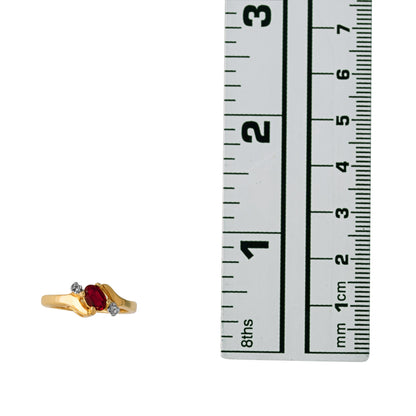 Vintage 1980s Ruby and Clear Austrian Crystal Ring – 18k Yellow Gold Electroplated – Made in USA #R1036 jewelry image 1