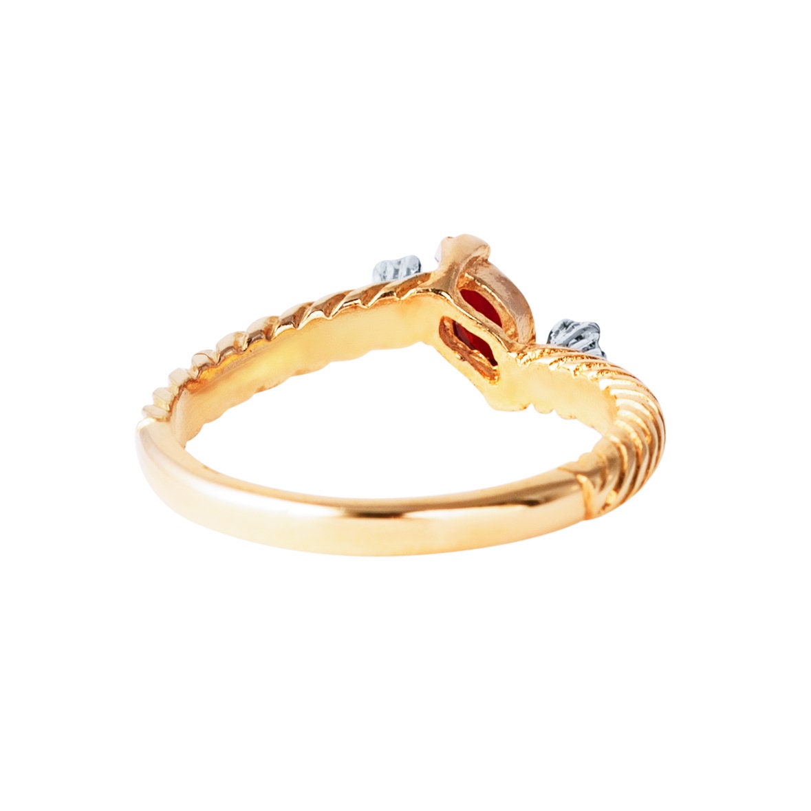 Vintage Dainty Ruby and Clear Austrian Crystal Ring – 18k Yellow Gold Electroplated – Made in USA jewelry image 1