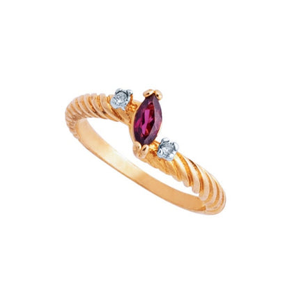 Vintage Dainty Amethyst Marquise Austrian Crystal Ring - 18k Yellow Gold Electroplated - Made in USA jewelry image 1