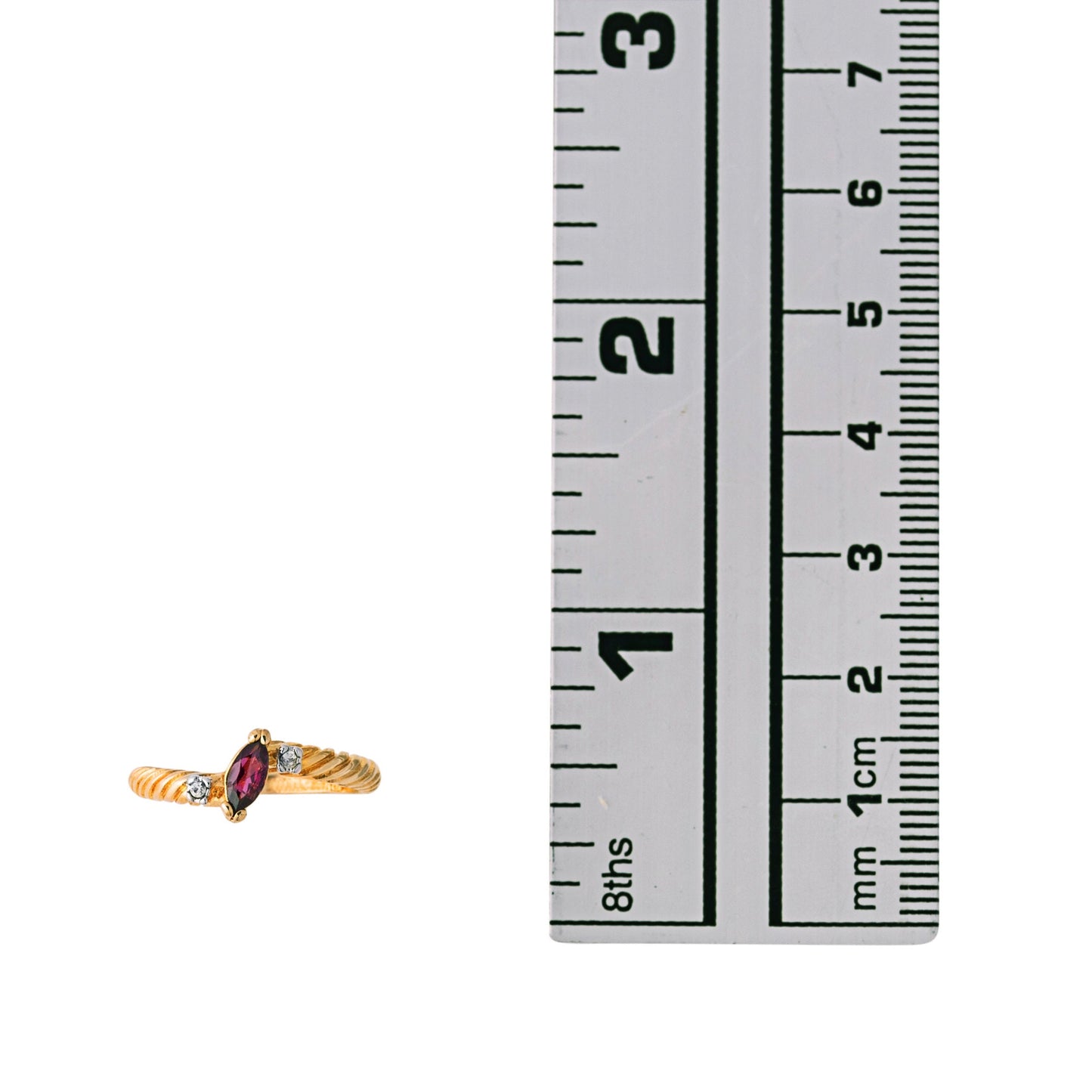 Vintage Dainty Amethyst Marquise Austrian Crystal Ring - 18k Yellow Gold Electroplated - Made in USA jewelry image 1