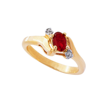 Vintage 1980s Ruby and Clear Austrian Crystal Ring – 18k Yellow Gold Electroplated – Made in USA #R1036 jewelry image 1