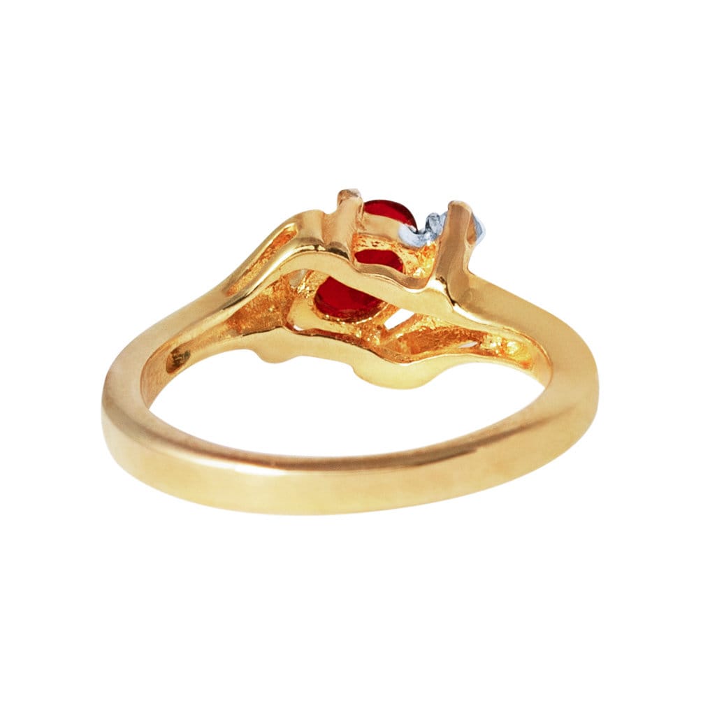 Vintage 1980s Ruby and Clear Austrian Crystal Ring – 18k Yellow Gold Electroplated – Made in USA #R1036 jewelry image 1