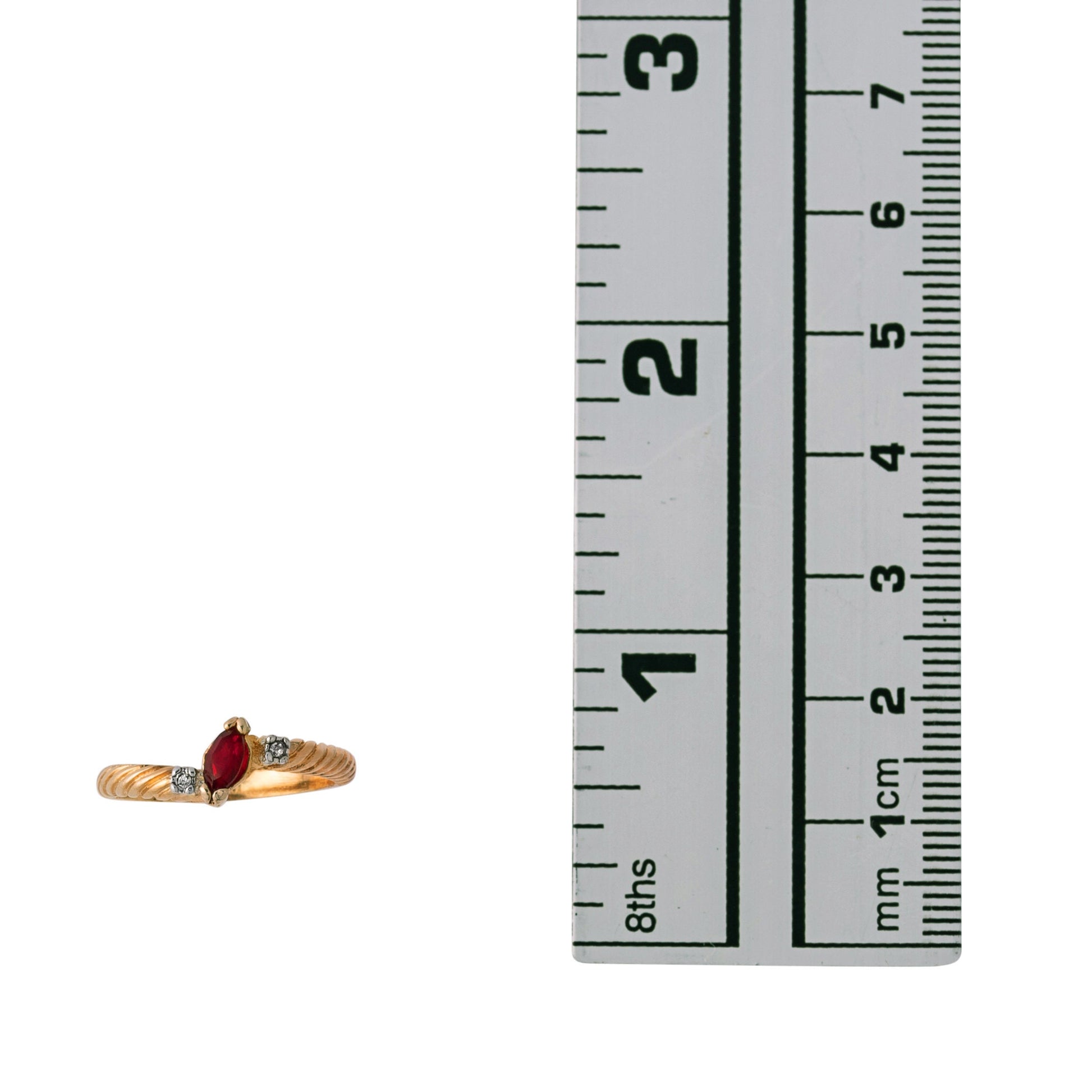 Vintage Dainty Ruby and Clear Austrian Crystal Ring – 18k Yellow Gold Electroplated – Made in USA jewelry image 1