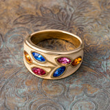 Gold White Enamel Crystal Multi