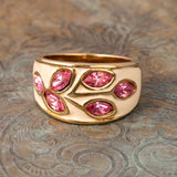 Gold White Enamel Crystal Pink