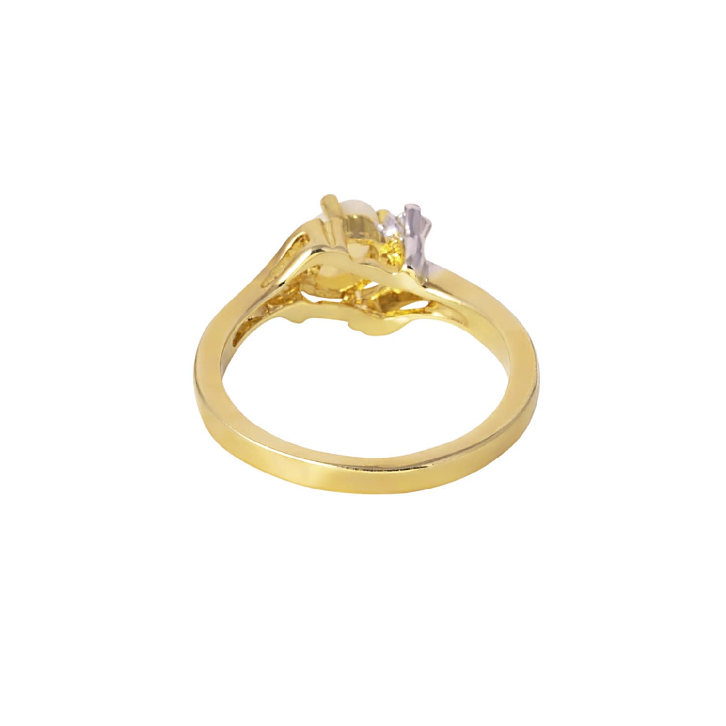 Vintage 1980s Genuine Opal and Clear Crystal Ring - 18k Yellow Gold Electroplated - October Birthstone - Made in USA jewelry image 1