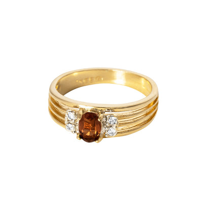 Vintage 1980s Smoke Topaz and Clear Austrian Crystal 18k Gold Electroplated Band Ring jewelry image 1