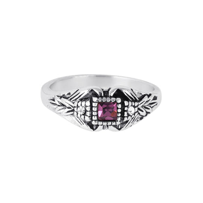 Vintage 1980s Amethyst and Clear Austrian Crystal Ring - 18k Antique White Gold Electroplated - Made in USA jewelry image 1