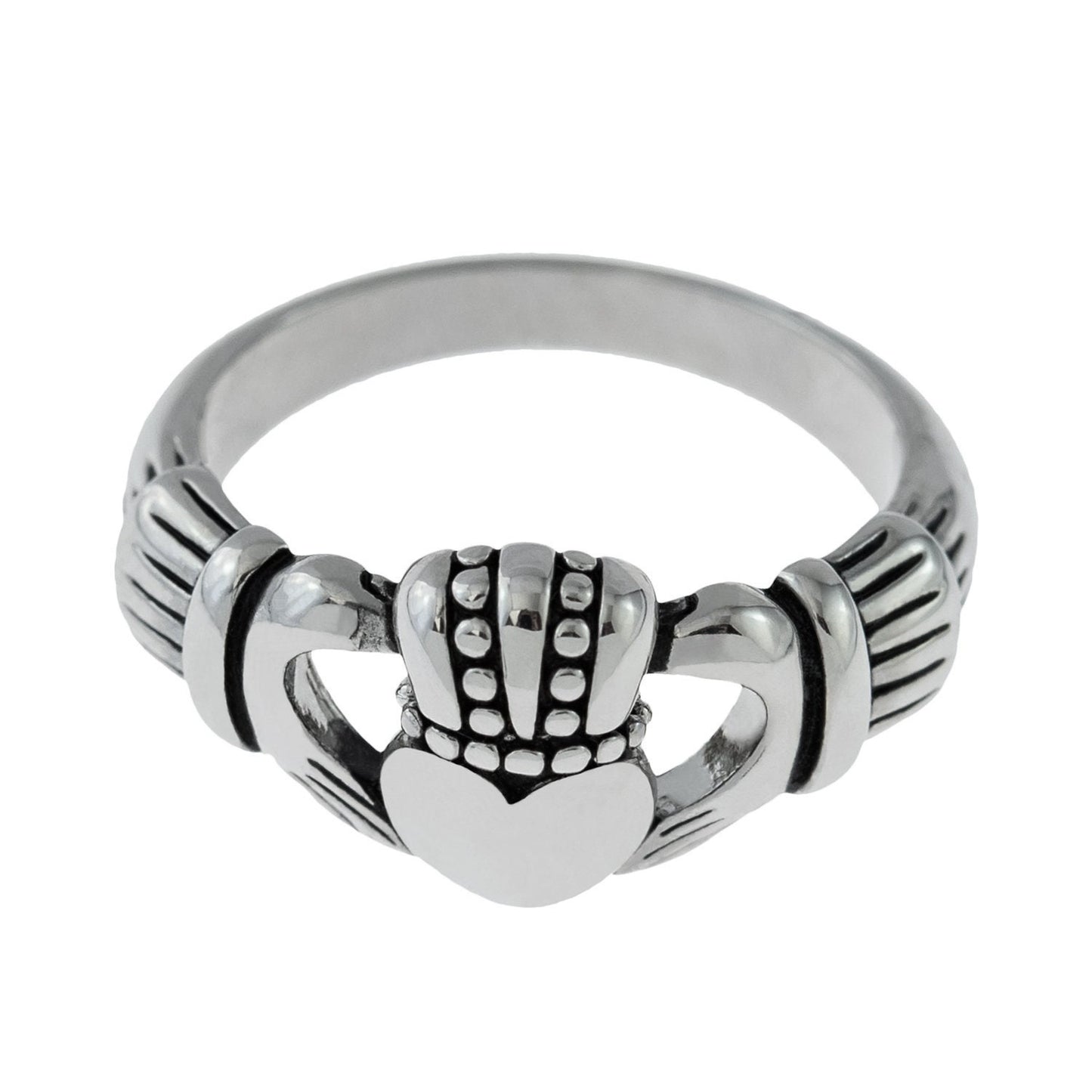 Vintage 1970s Irish Claddagh Ring - 18k White Gold Electroplated - Made in USA jewelry image 1