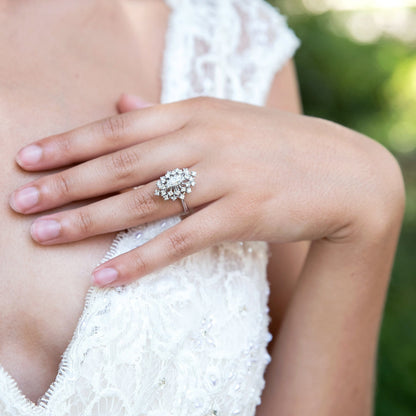 Vintage Marquise Clear Crystal Cocktail Ring - 18kt Yellow Gold Electroplated jewelry image 1