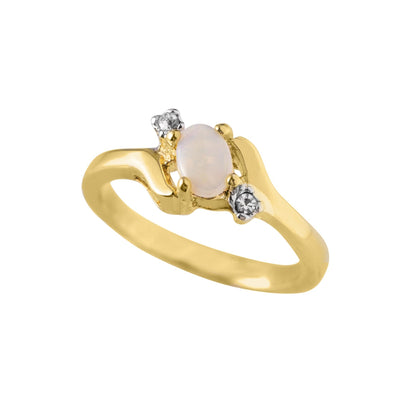 Vintage 1980s Genuine Opal and Clear Crystal Ring - 18k Yellow Gold Electroplated - October Birthstone - Made in USA jewelry image 1