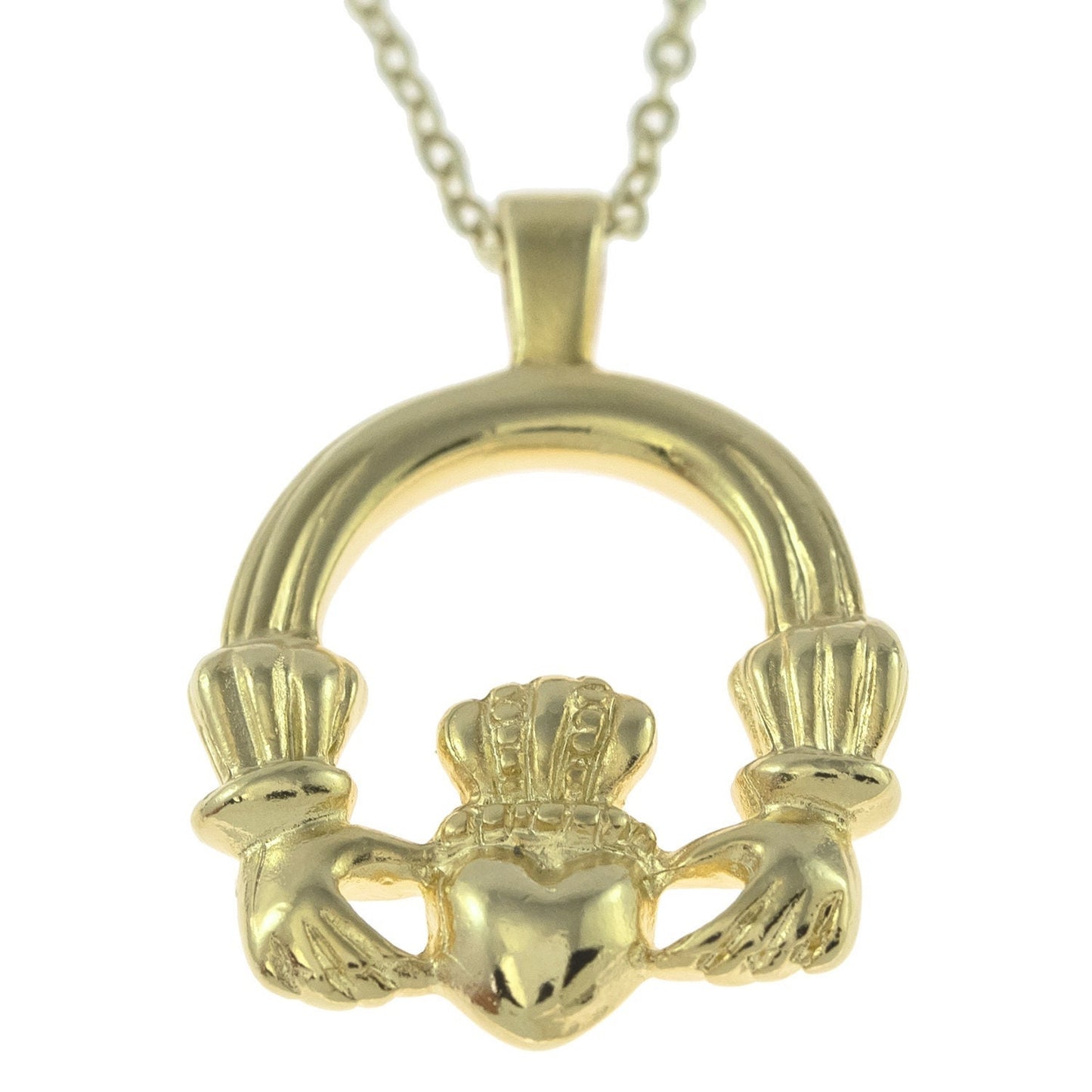 Vintage Claddagh Pendant Necklace - 18k Yellow Gold Electroplated - Made in the USA jewelry image 1