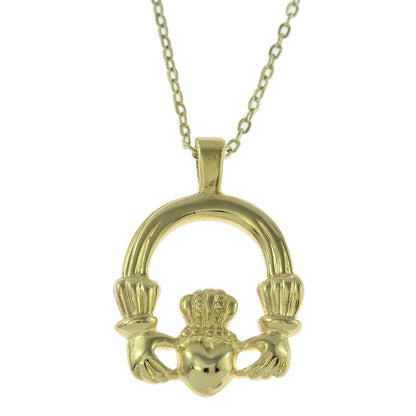 Vintage Claddagh Pendant Necklace - 18k Yellow Gold Electroplated - Made in the USA jewelry image 1