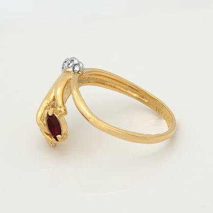 Vintage 1980s Victorian Hand Ring with Ruby and Clear Austrian Crystals – 18k Gold Electroplated jewelry image 1