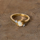 Gold Genuine Opal Clear Crystal