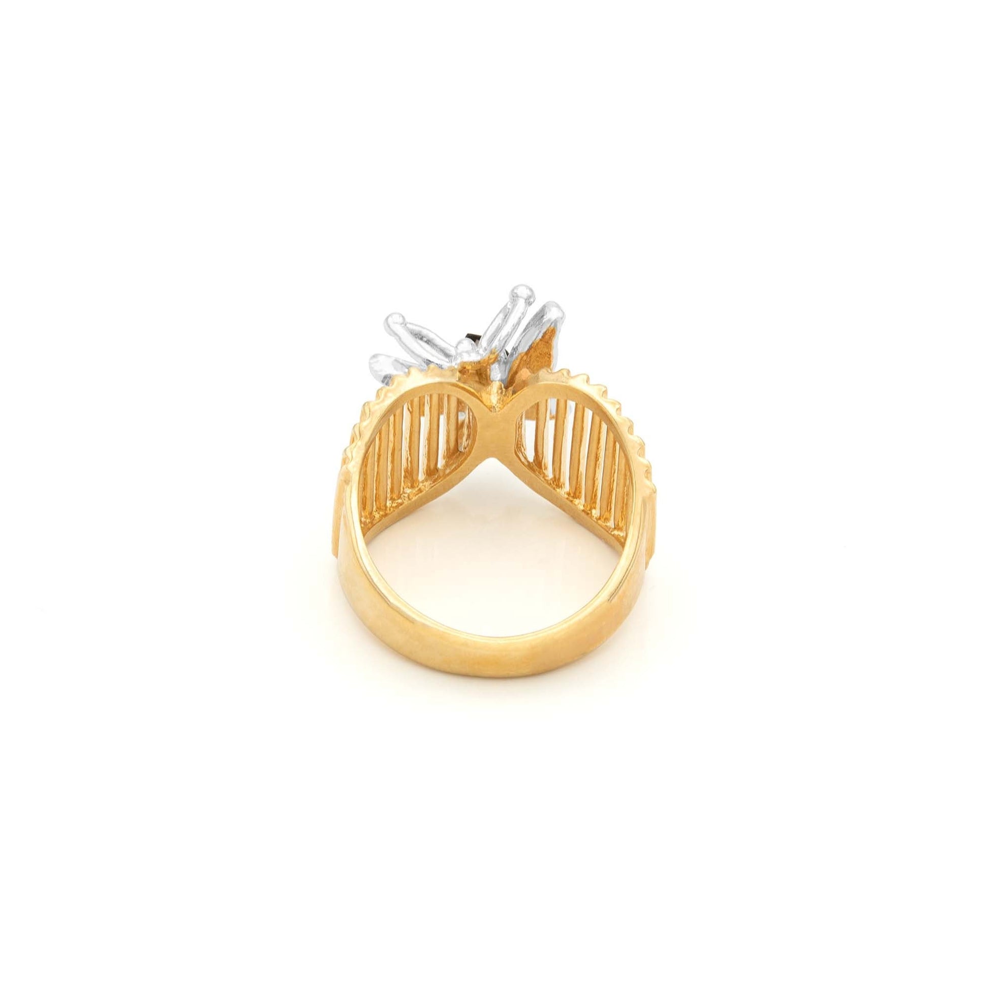 Vintage 1980s Butterfly Ring with Tiger's Eye and Clear Austrian Crystals - 18k Gold Electroplated jewelry image 1