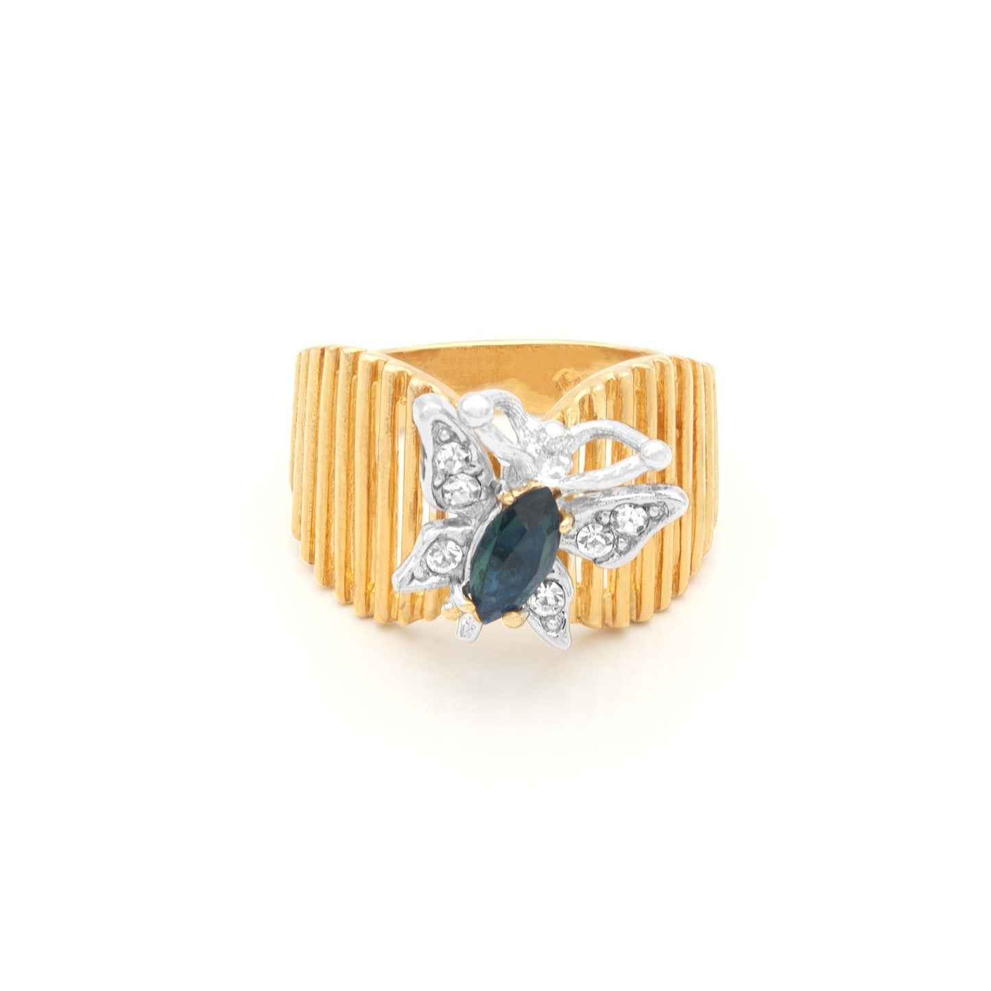 Emma Sapphire Butterfly Ring - 18k Gold Electroplated with Sapphire and Clear Austrian Crystals jewelry image 1
