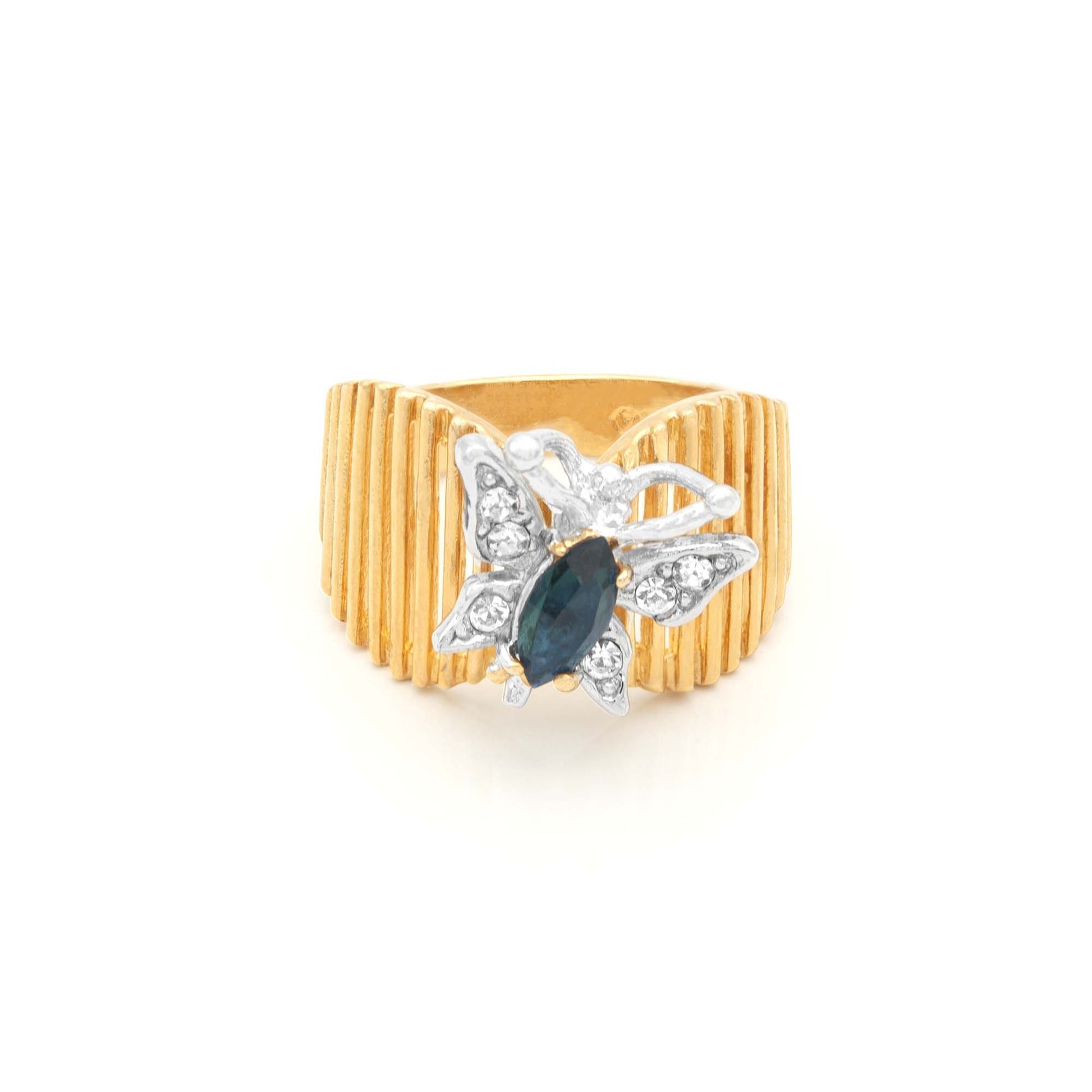 Emma Sapphire Butterfly Ring - 18k Gold Electroplated with Sapphire and Clear Austrian Crystals jewelry image 1