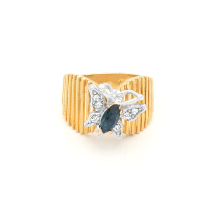 Emma Sapphire Butterfly Ring - 18k Gold Electroplated with Sapphire and Clear Austrian Crystals jewelry image 1
