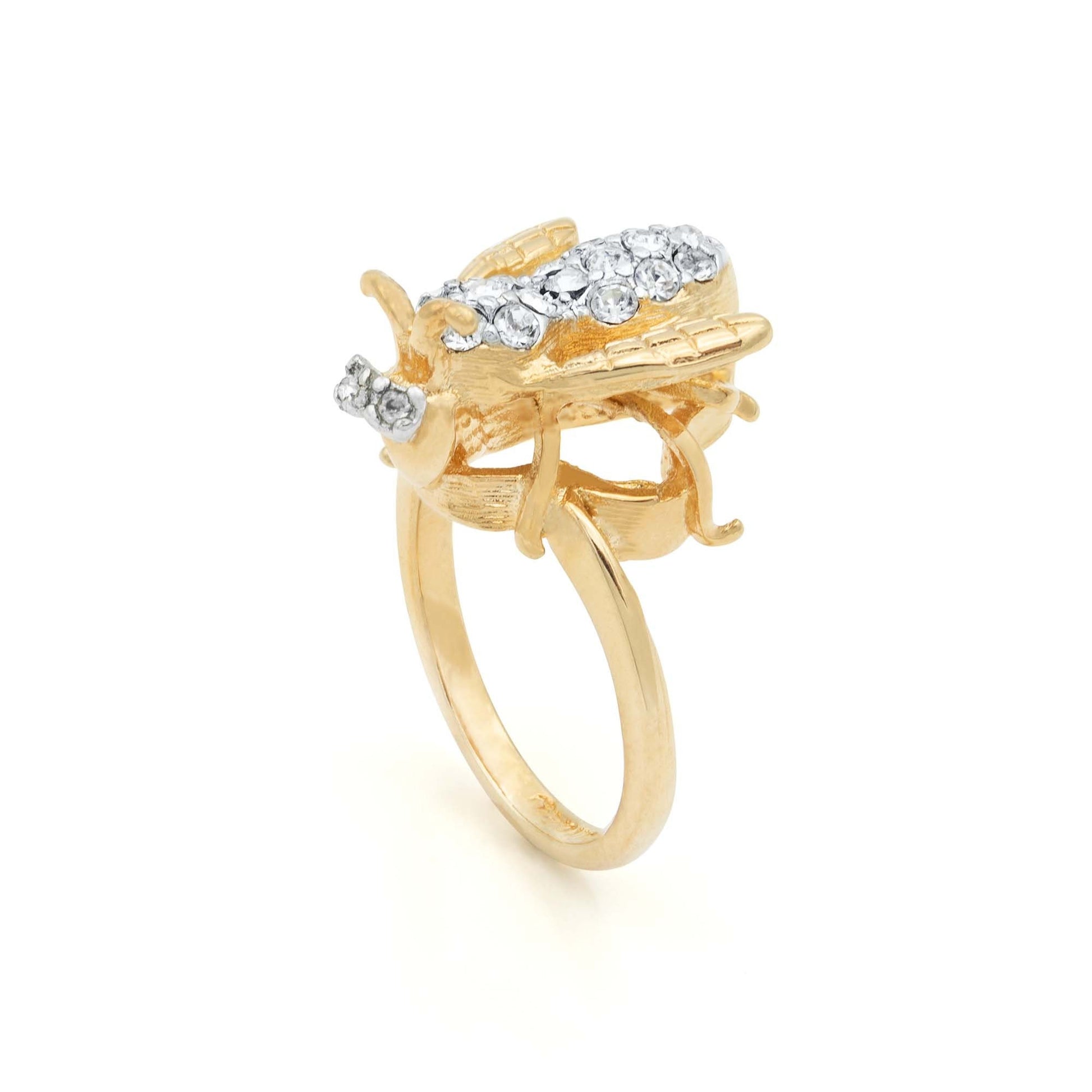 Ava Crystal Bee Ring - Clear Austrian Crystals, 18k Yellow Gold Electroplated jewelry image 1