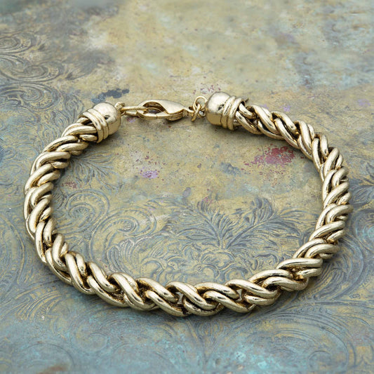 Vintage Oscar de la Renta Twisted Rope Chain Bracelet - Gold Tone jewelry image 1