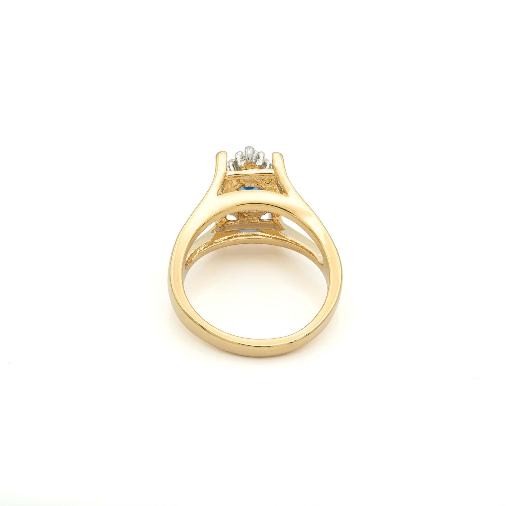 Amelia Vintage 1980s Sapphire and Austrian Crystal Ring - 18k Gold Electroplated jewelry image 1